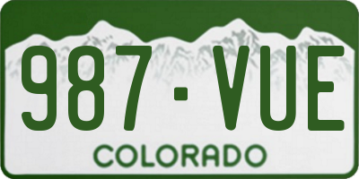CO license plate 987VUE