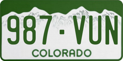 CO license plate 987VUN