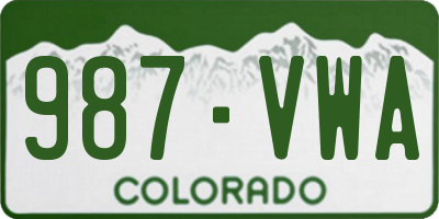 CO license plate 987VWA