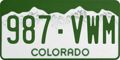 CO license plate 987VWM