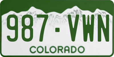 CO license plate 987VWN
