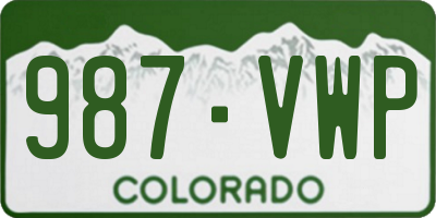 CO license plate 987VWP