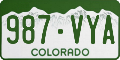 CO license plate 987VYA
