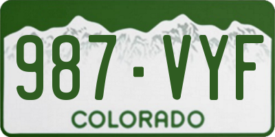 CO license plate 987VYF