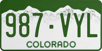 CO license plate 987VYL