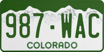 CO license plate 987WAC