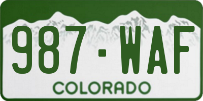 CO license plate 987WAF
