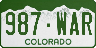 CO license plate 987WAR
