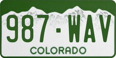 CO license plate 987WAV