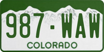 CO license plate 987WAW