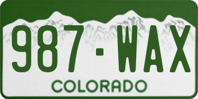 CO license plate 987WAX