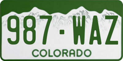 CO license plate 987WAZ