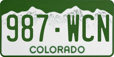 CO license plate 987WCN