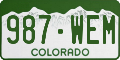 CO license plate 987WEM