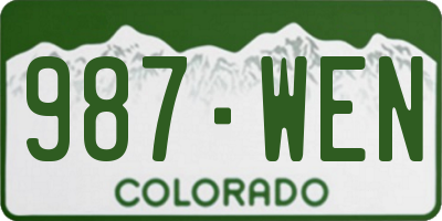 CO license plate 987WEN