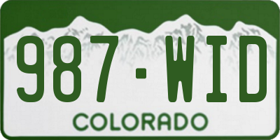 CO license plate 987WID