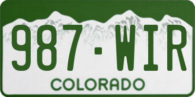 CO license plate 987WIR