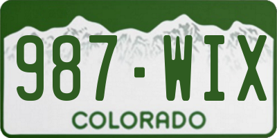 CO license plate 987WIX