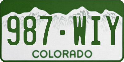 CO license plate 987WIY