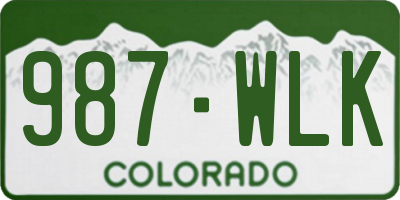 CO license plate 987WLK