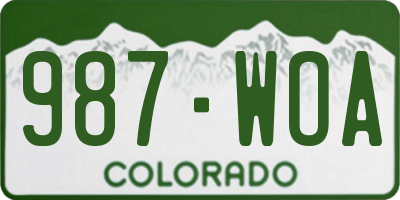 CO license plate 987WOA