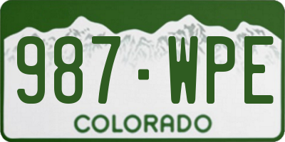 CO license plate 987WPE