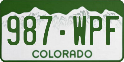 CO license plate 987WPF