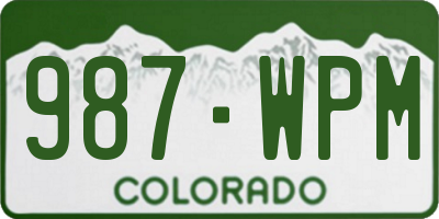 CO license plate 987WPM