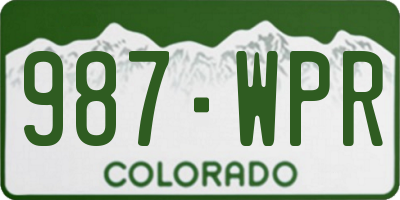 CO license plate 987WPR
