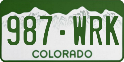 CO license plate 987WRK