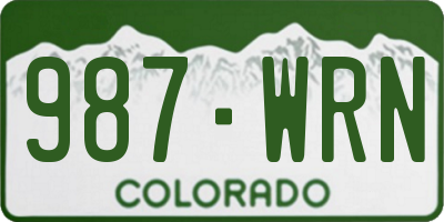 CO license plate 987WRN
