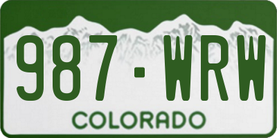 CO license plate 987WRW