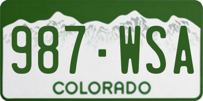 CO license plate 987WSA