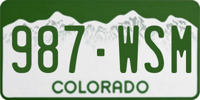CO license plate 987WSM
