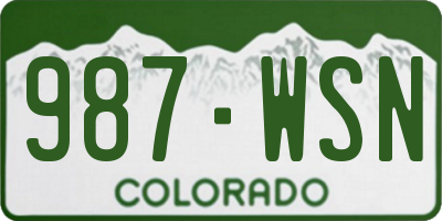 CO license plate 987WSN