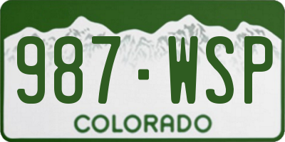 CO license plate 987WSP