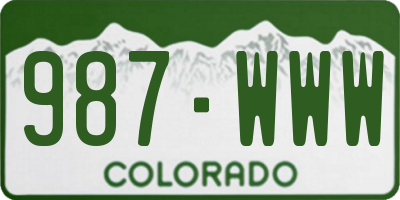CO license plate 987WWW