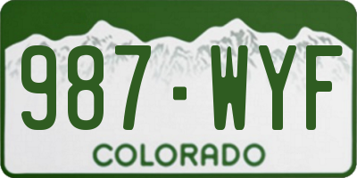 CO license plate 987WYF