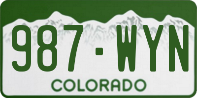 CO license plate 987WYN