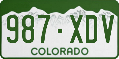 CO license plate 987XDV
