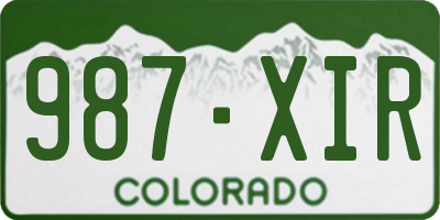 CO license plate 987XIR
