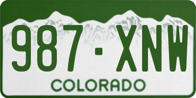 CO license plate 987XNW