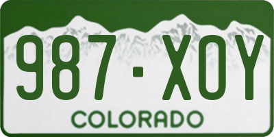 CO license plate 987XOY