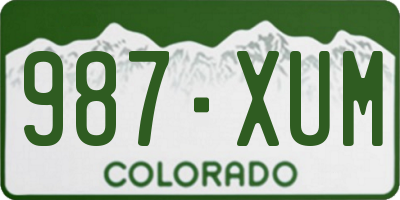 CO license plate 987XUM
