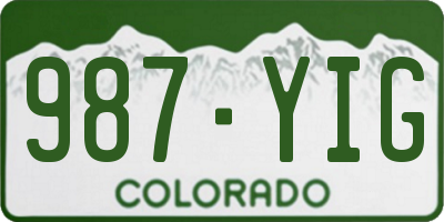 CO license plate 987YIG