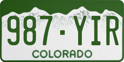 CO license plate 987YIR