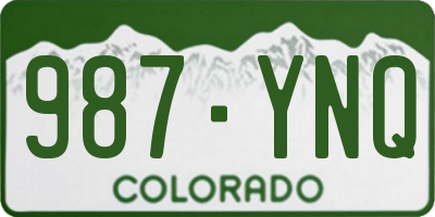CO license plate 987YNQ