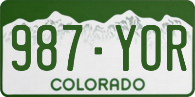 CO license plate 987YOR