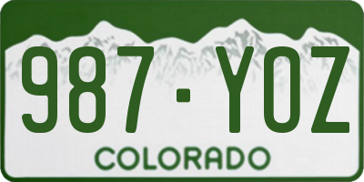 CO license plate 987YOZ