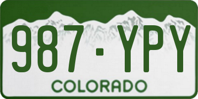 CO license plate 987YPY